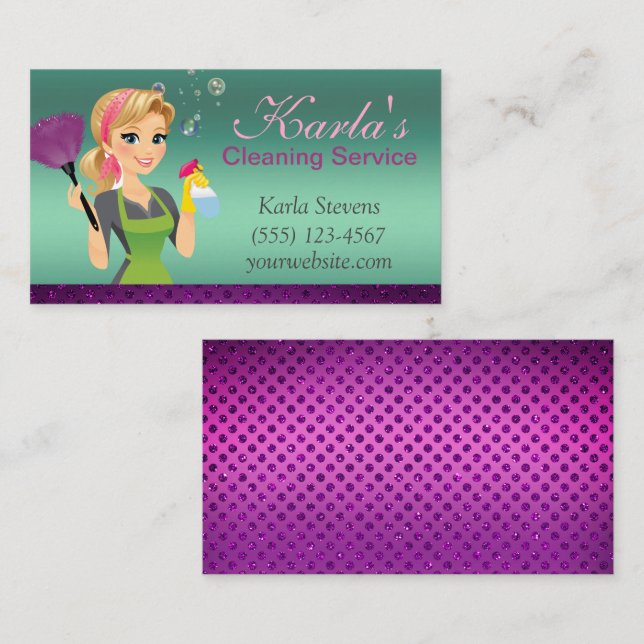Tarjeta De Visita Personalizado Cuto Maid Sparkle House Servicios de (Anverso / Reverso)