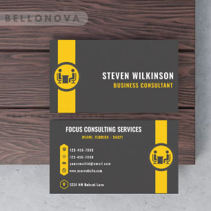 Tarjeta De Visita Personalizado Dark Gray Black Yellow Consulting em