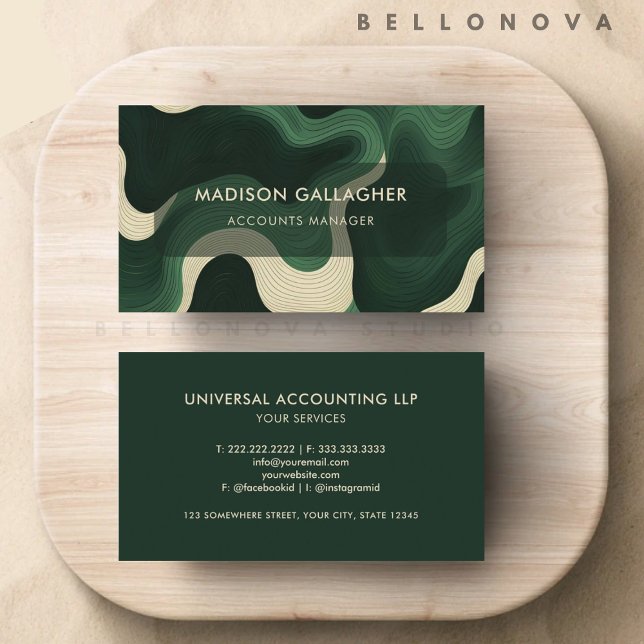 Tarjeta De Visita Personalizado Dark Green Aesthetic Profesional (Custom Dark Green Aesthetic Professional Business Card)