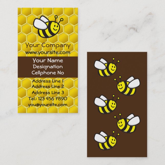 Tarjeta De Visita Personalizado de abeja de miel vertical (Anverso / Reverso)