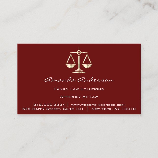 Tarjeta De Visita Personalizado de abogados de la escala de oro de B (Anverso)