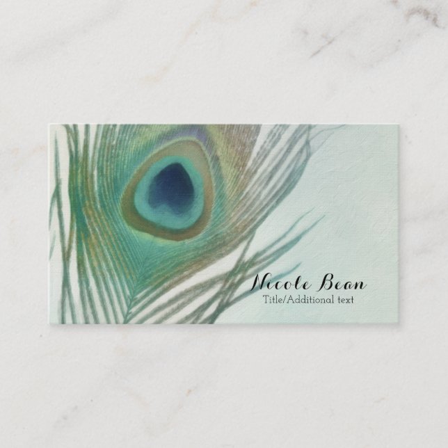 Tarjeta De Visita Personalizado de acuarela de la Moda Peacock Feath (Anverso)