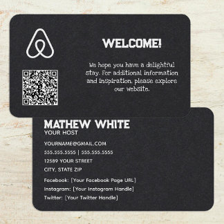 Tarjeta De Visita Personalizado de Airbnb de alquiler de casa QR Pre