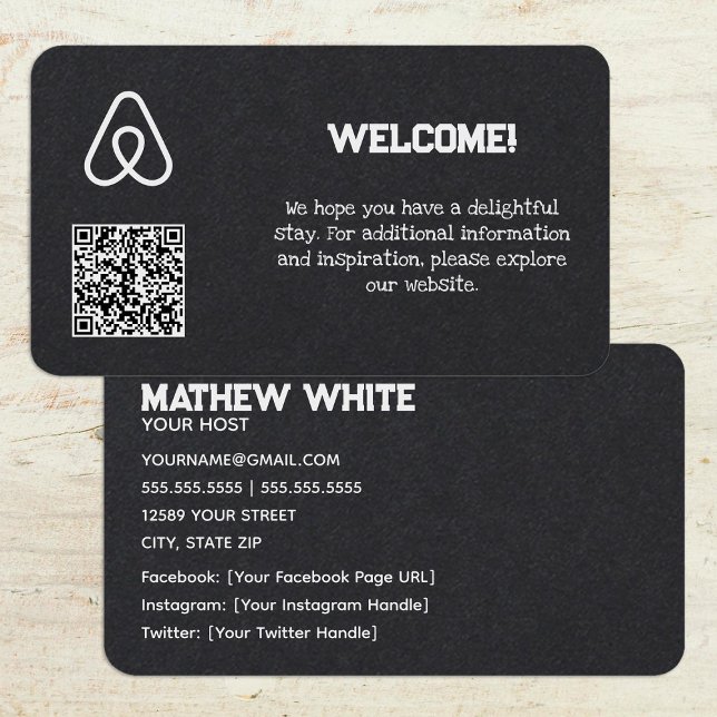 Tarjeta De Visita Personalizado de Airbnb de alquiler de casa QR Pre (Airbnb Custom QR Premium Business Cards)