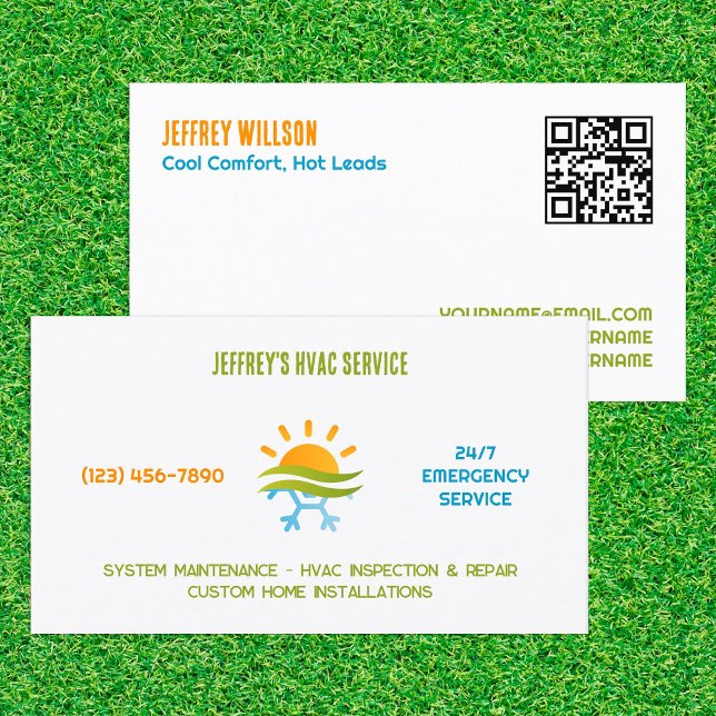 Tarjeta De Visita PERSONALIZADO de aire acondicionado de HVAC QR (HVAC Air Conditioning Custom QR Business Cards)