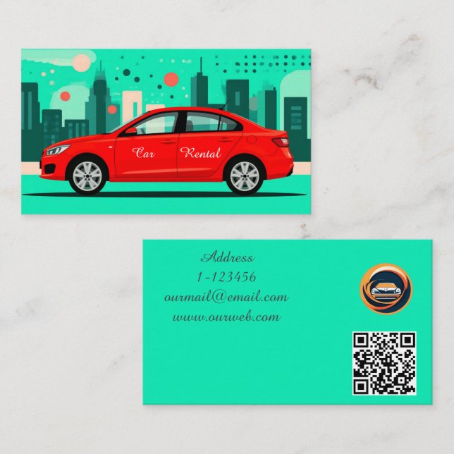 Tarjeta De Visita Personalizado de alquiler de coches profesional de (Anverso / Reverso)