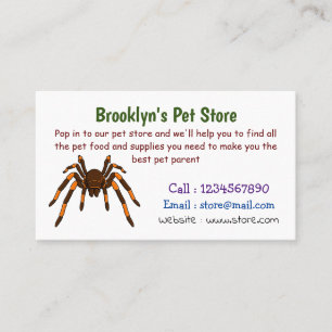 Tarjeta De Visita Personalizado de araña tarántula arenosa marrón y 