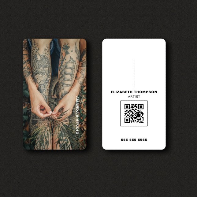 Tarjeta De Visita Personalizado de arte creativo foto con código QR (Subido por el creador)