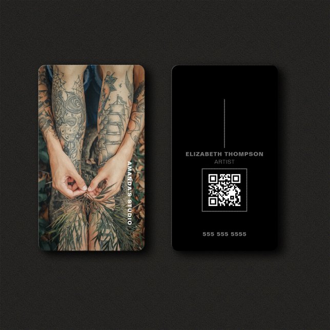Tarjeta De Visita Personalizado de arte creativo foto con código QR (Subido por el creador)