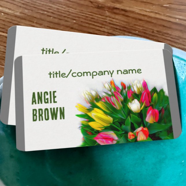 Tarjeta De Visita personalizado de arte de flores de tulipanes rojos (Subido por el creador)