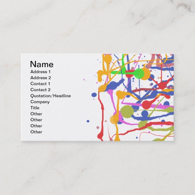 Tarjeta De Visita Personalizado de artistas (Anverso)