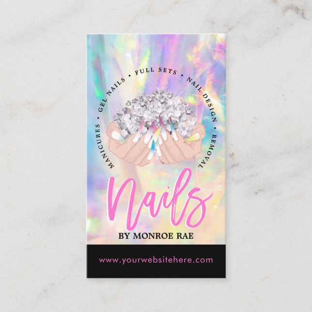 Tarjeta De Visita Personalizado de artistas de las uñas con logo Sal (Anverso)