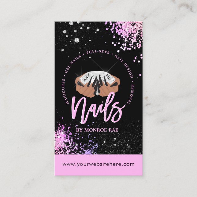Tarjeta De Visita Personalizado de artistas de las uñas con logo Sal (Anverso)