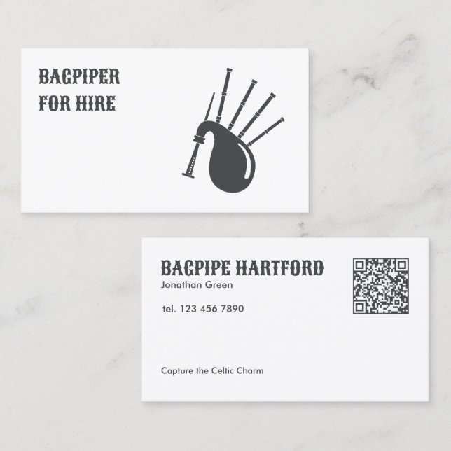 Tarjeta De Visita Personalizado de Bagpiping QR (Anverso / Reverso)