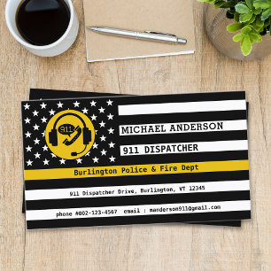 Tarjeta De Visita Personalizado de bandera de la línea dorada delgad