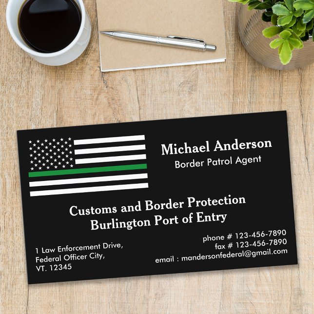 Tarjeta De Visita Personalizado de bandera de la línea verde delgada (Subido por el creador)