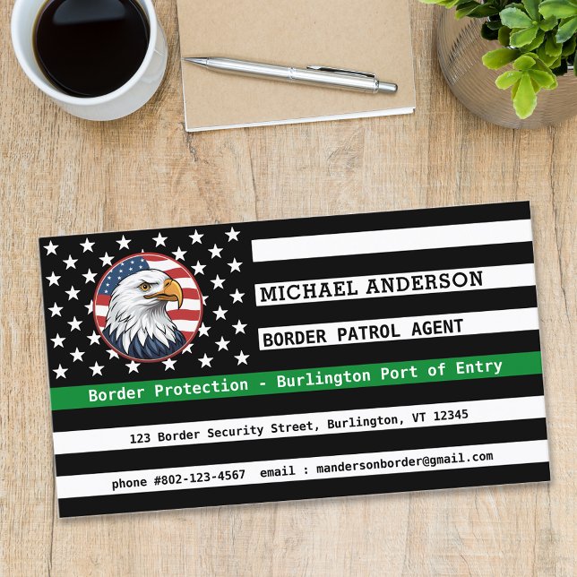 Tarjeta De Visita Personalizado de bandera de línea verde delgada Ag (Subido por el creador)