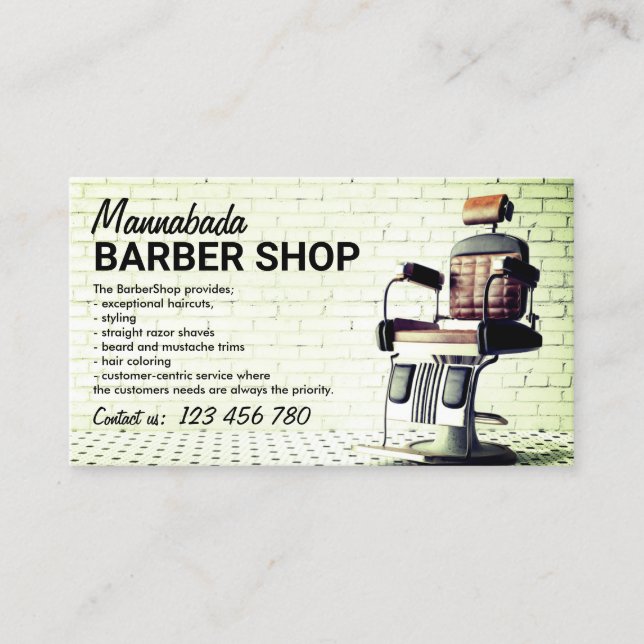 Tarjeta De Visita Personalizado de Barber Shop Green Photo (Anverso)