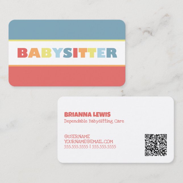 Tarjeta De Visita Personalizado de bebés QR (Anverso / Reverso)