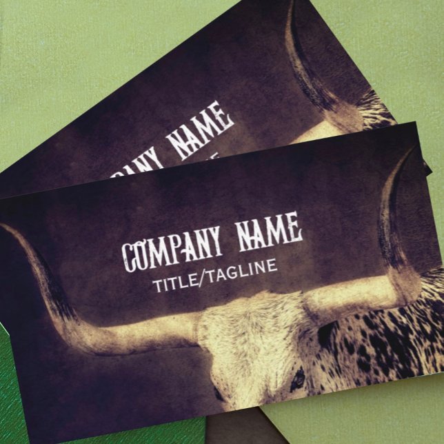 Tarjeta De Visita Personalizado de campo rústico de vaca longhorn de (Subido por el creador)
