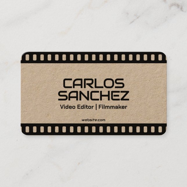 Tarjeta De Visita personalizado de cineasta videógrafo 📽️ QR (Anverso)