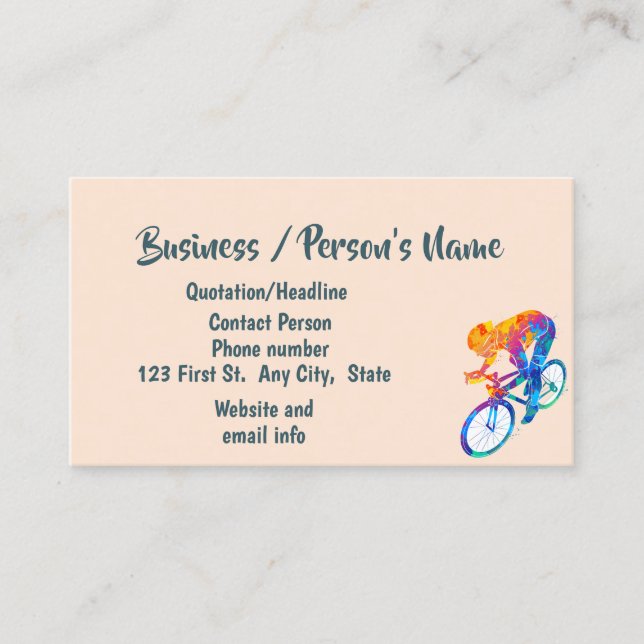 Tarjeta De Visita Personalizado de clases de ciclismo de bicicleta (Anverso)