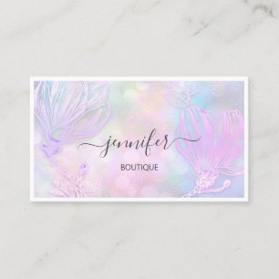 Tarjeta De Visita Personalizado de código QR con marco floral Hologr