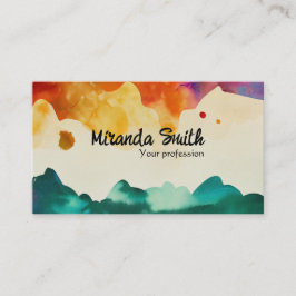 Tarjeta De Visita Personalizado de código QR de acuarela abstracta