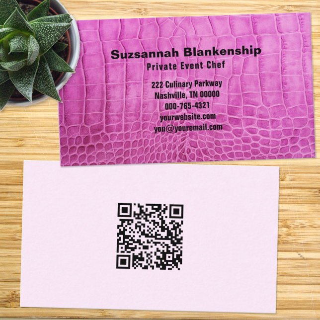 Tarjeta De Visita Personalizado de código QR de textura de cuero ros (Subido por el creador)