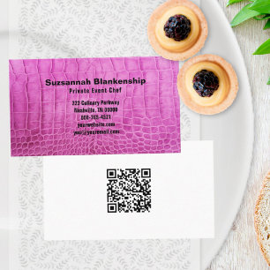 Tarjeta De Visita Personalizado de código QR de textura de cuero ros