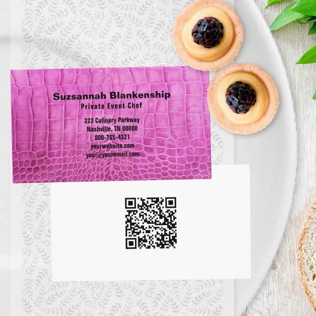 Tarjeta De Visita Personalizado de código QR de textura de cuero ros (business card template front and back)
