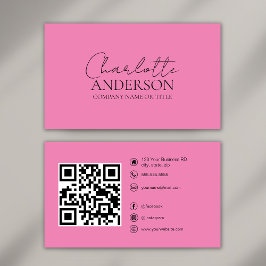 Tarjeta De Visita Personalizado de código QR moderno Rosa en medios 