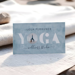 Tarjeta De Visita Personalizado de color azul moderno YOGA Overlay P