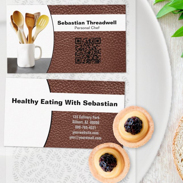 Tarjeta De Visita Personalizado de cuero de Cucharas de Chef Persona (Subido por el creador)