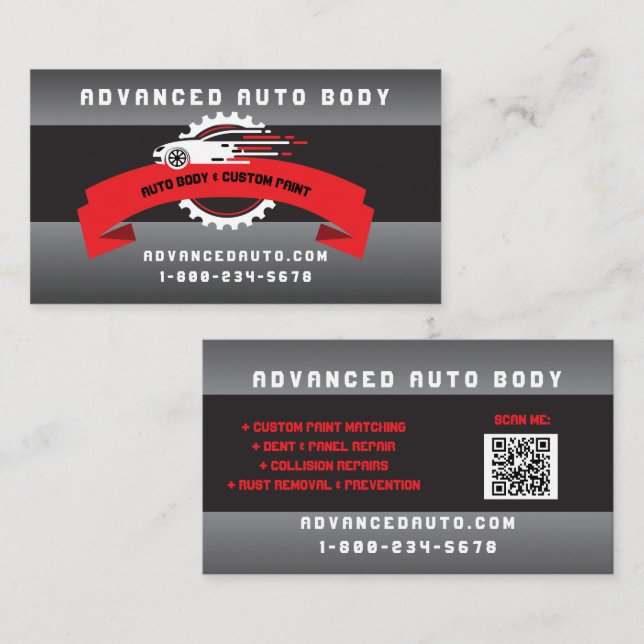 Tarjeta De Visita Personalizado de cuerpo automático Paint Collison  (Anverso / Reverso)