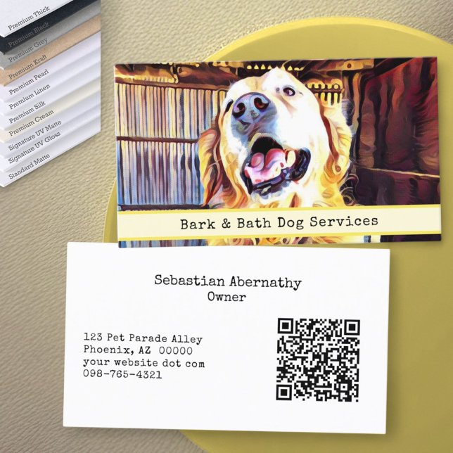 Tarjeta De Visita Personalizado de Cuidado Animal Foto Golden Retrie (business card front and back with template text)
