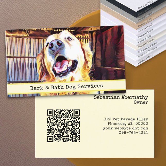 Tarjeta De Visita Personalizado de cuidado animal reemplazable Foto  (business card template front and back with QR code)