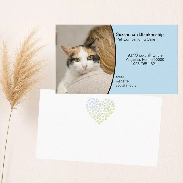 Tarjeta De Visita Personalizado De Cuidado De Mascotas Foto De Fondo (animal care business card template with custom photo)