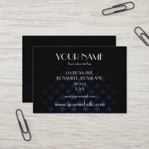 Tarjeta De Visita Personalizado de Damasco negro y azul oscuro