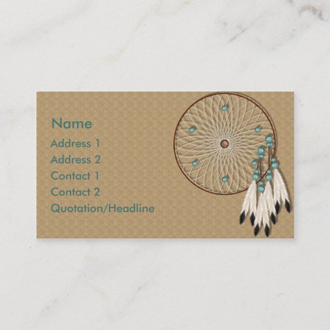 Tarjeta De Visita Personalizado de Dreamcatcher del nativo americano (Anverso)