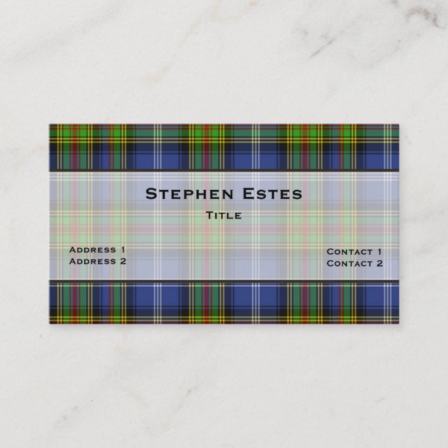 Tarjeta De Visita Personalizado de Estes Tradicional Tartan Plaid (Anverso)