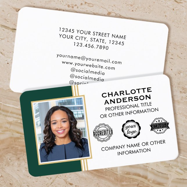 Tarjeta De Visita Personalizado de estilo clásico foto Oro verde (Subido por el creador)