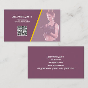 Tarjeta De Visita Personalizado de fitness de entrenador personal QR