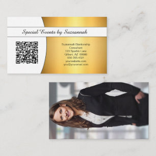 Tarjeta De Visita Personalizado de Flare Gold Profesional Foto Códig
