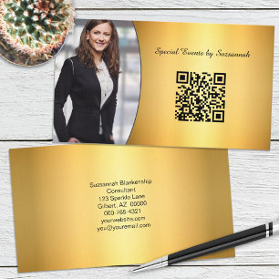 Tarjeta De Visita Personalizado de Flare Gold Profesional Foto Códig