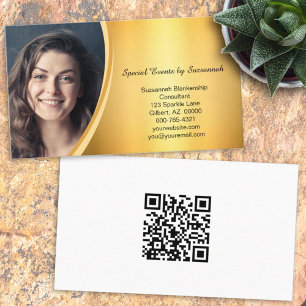 Tarjeta De Visita Personalizado de Flare Gold Profesional Foto Códig