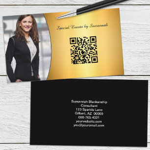 Tarjeta De Visita Personalizado de Flare Gold Profesional Foto Códig