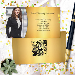 Tarjeta De Visita Personalizado de Flare Gold Profesional Foto Códig