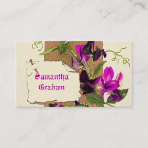 Tarjeta De Visita Personalizado de flores de guisantes dulces, rosad