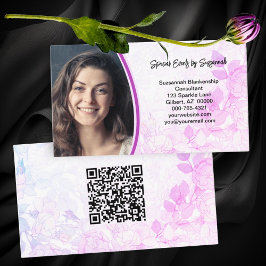 Tarjeta De Visita Personalizado de fondo floral rosa profesional